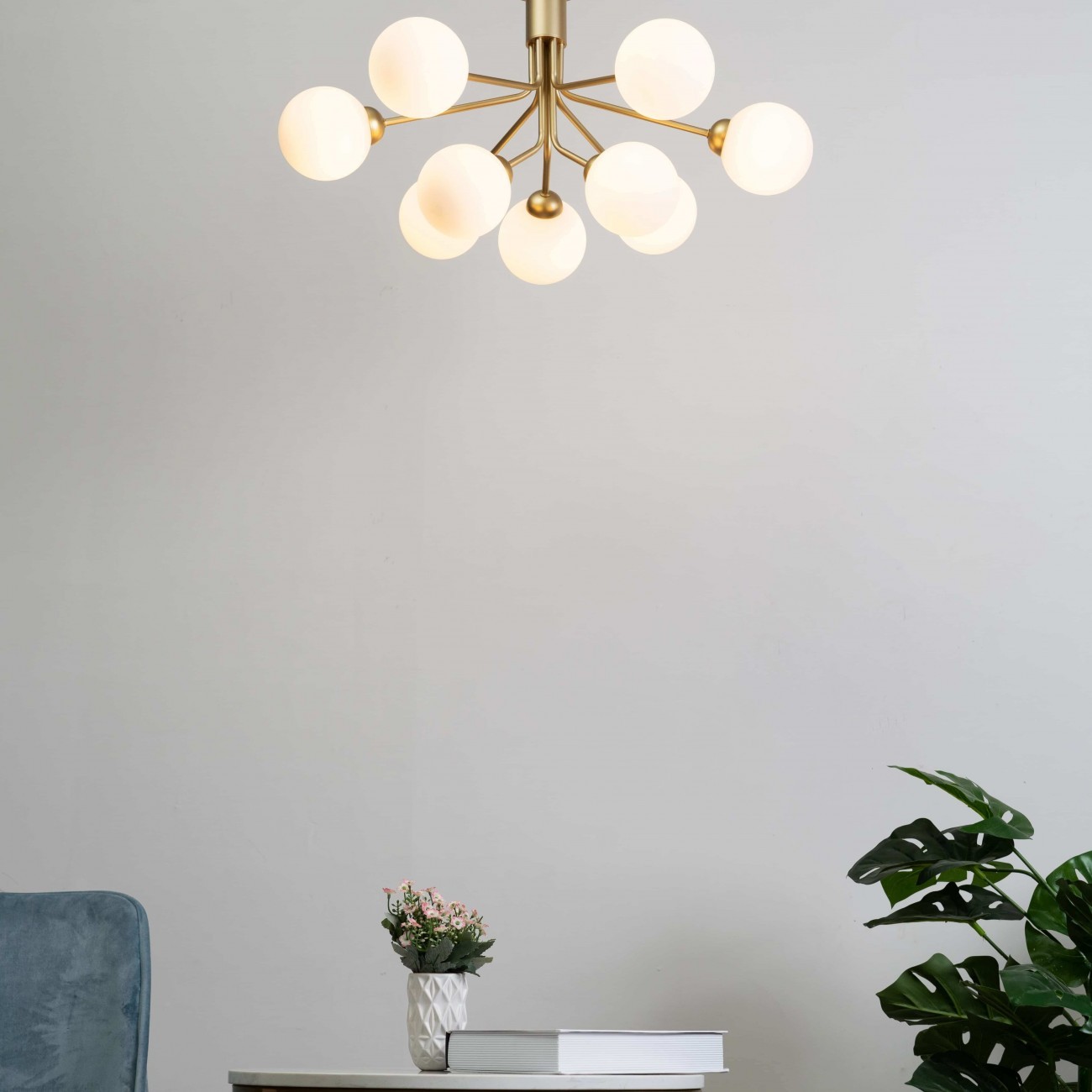 9 Ball Gold Chandelier
