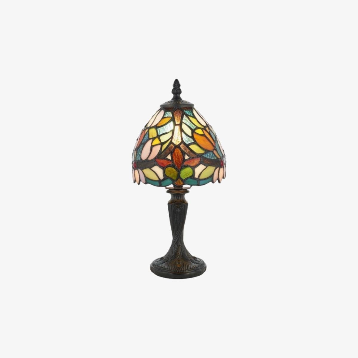 Calyra Vintage Floral Stained Glass Table Lamp - Art Deco Tiffany Style Accent Light for Bedside and Living Room KL1843