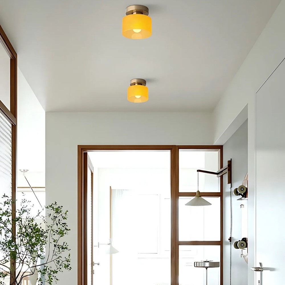Moriglaze Glass Cylinder Ceiling Light - Sleek Sculptural Ceiling Lamp for Bedroom KL883