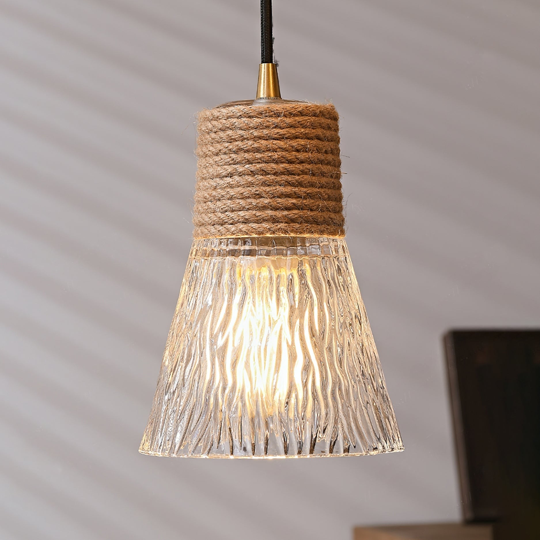 Hemp Rope Glass Pendant Lamp KL1030