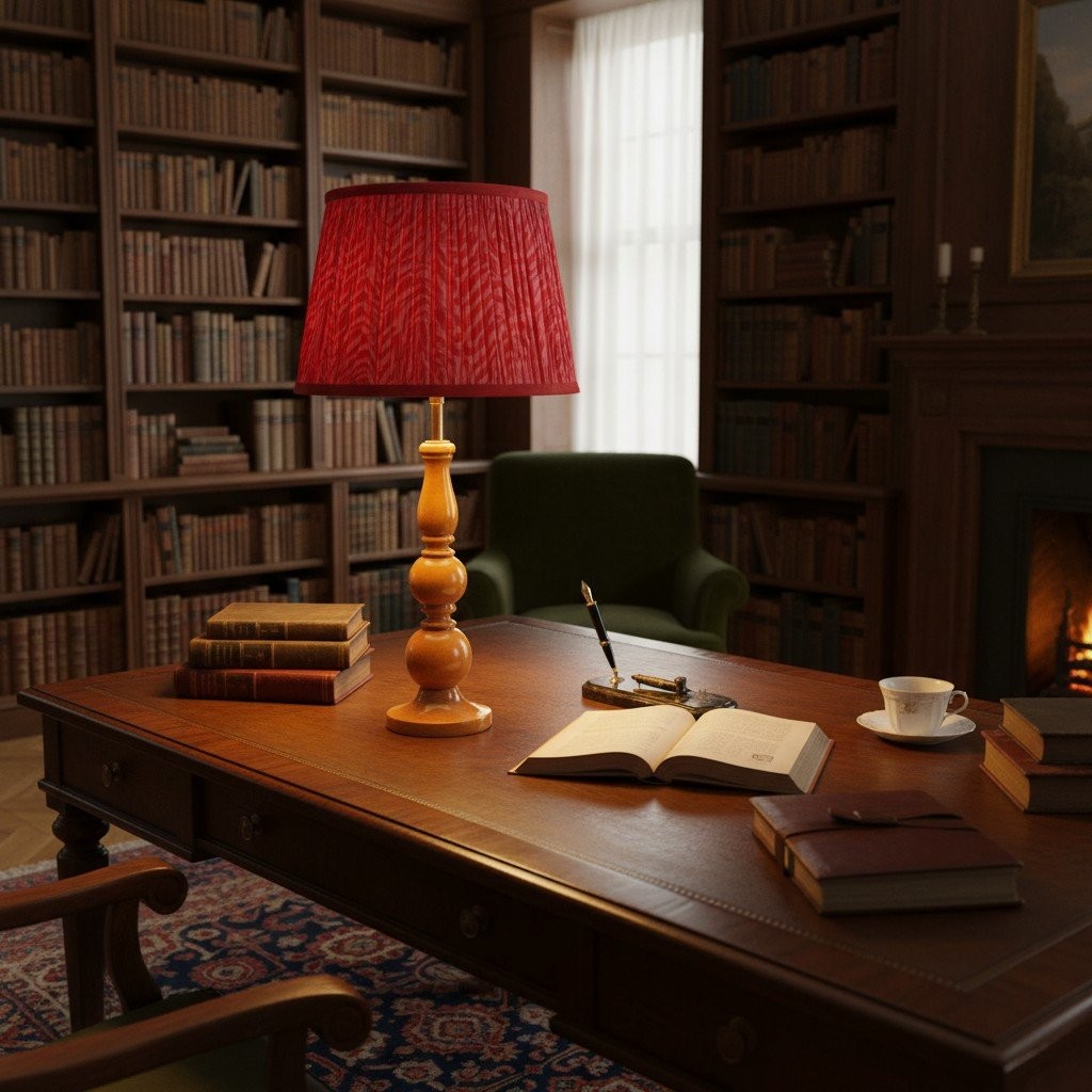 Grainora Soft Fabric Shade Table Lamp - Sculptural Wooden Base Lamp for Interiors KL2129