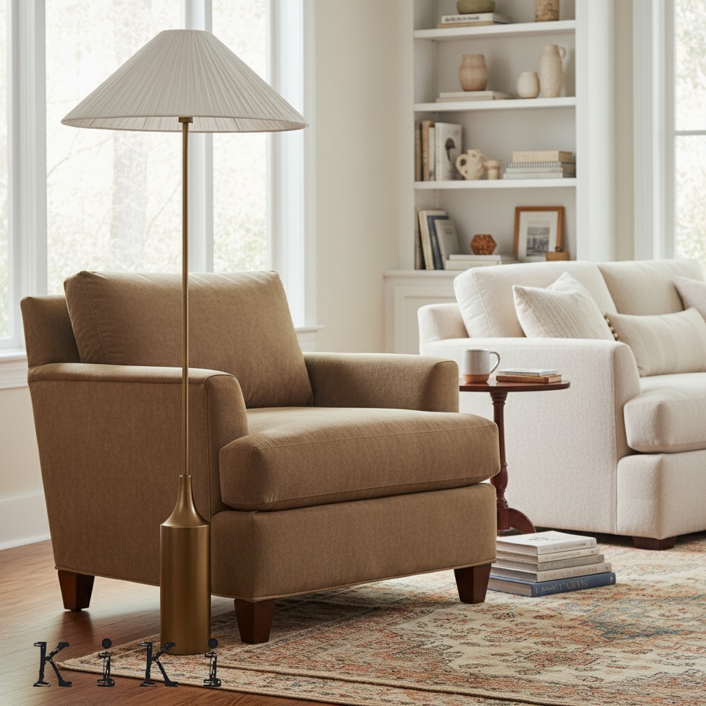 Linen Scalloped Floor Lamp – Soft Linen Pleats with Refined Metal Base KL1535