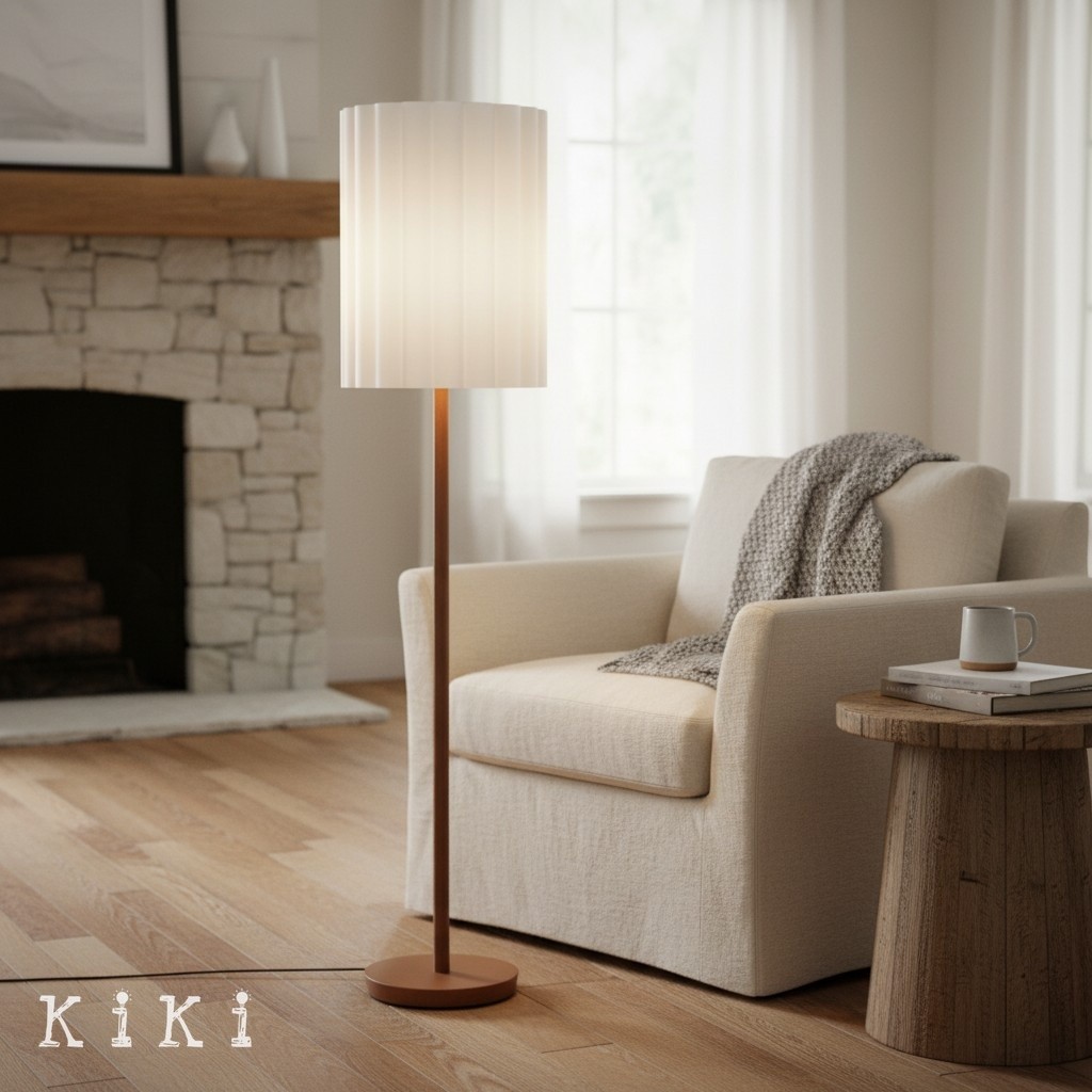 Linbron Fluted Fabric Shade Floor Light - Minimalist Fabric Floor Light for Interior Decor KL1667