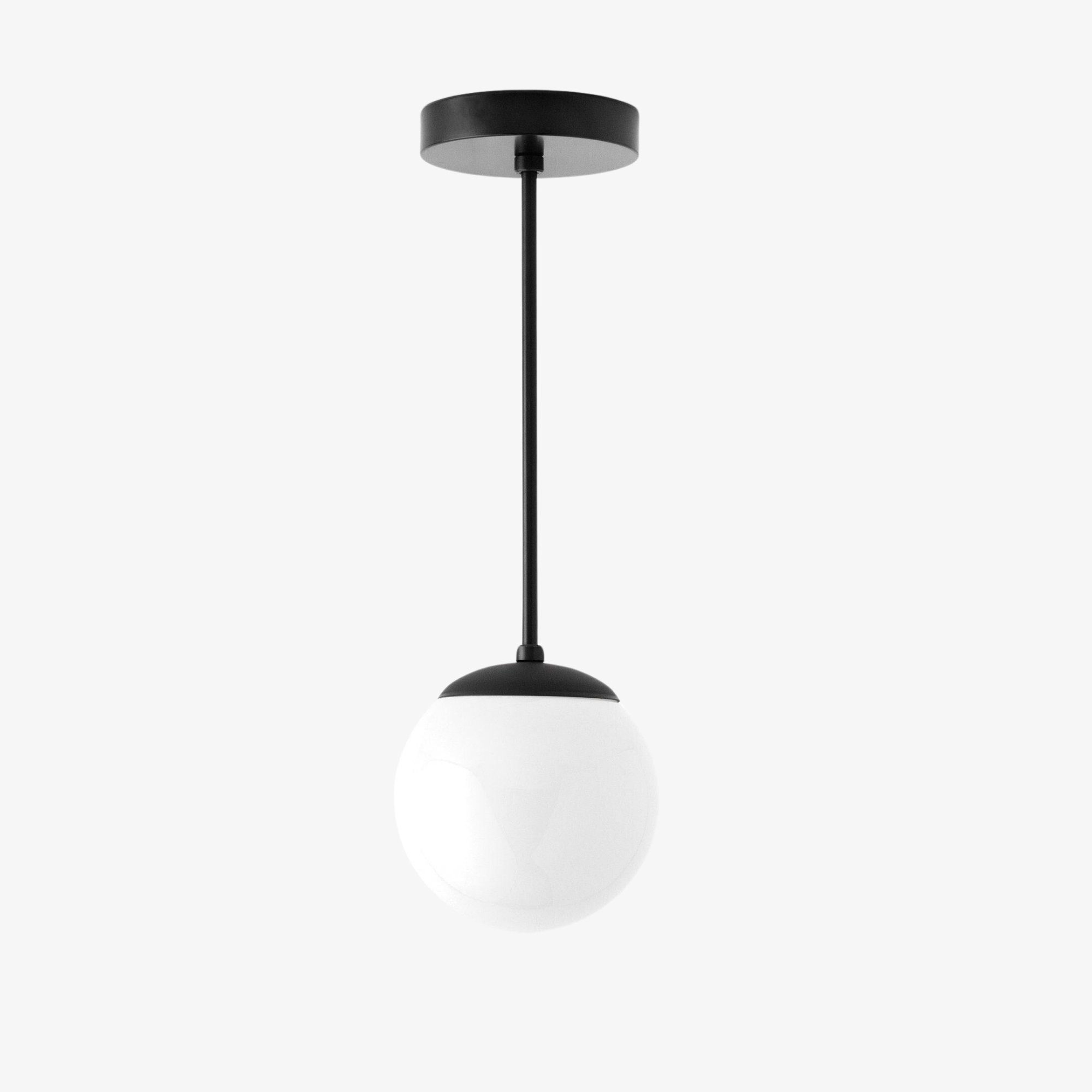 Glorica Glass White Globe Pendant Light - Mid Century Modern Glass Hanging Fixture KL1423