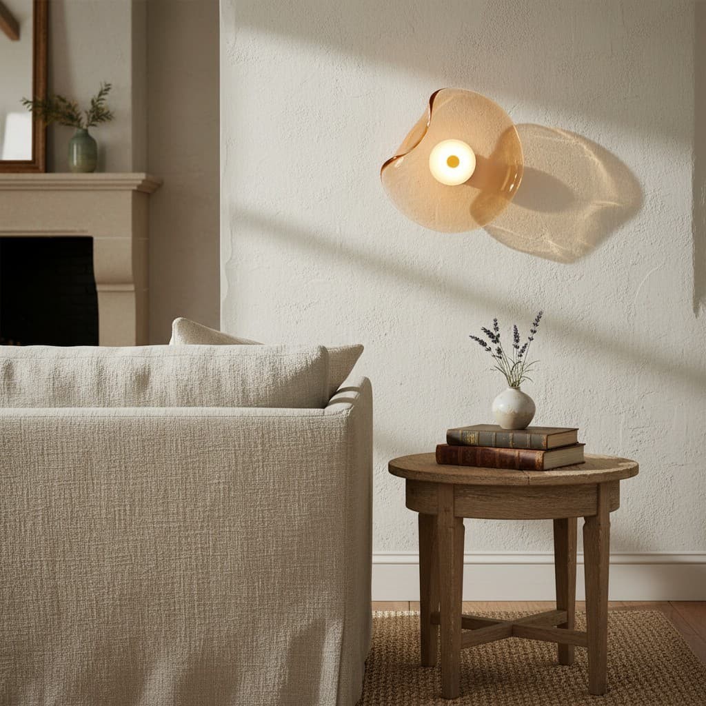 Lunacrest Elegant Curved Glass Wall Sconce - Contemporary Disc Sconce for Bathroom and entry KL2145