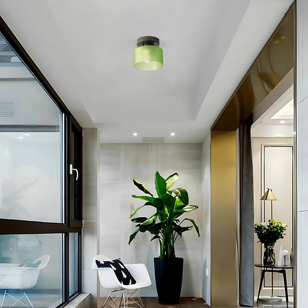 Moriglaze Glass Cylinder Ceiling Light - Sleek Sculptural Ceiling Lamp for Bedroom KL883