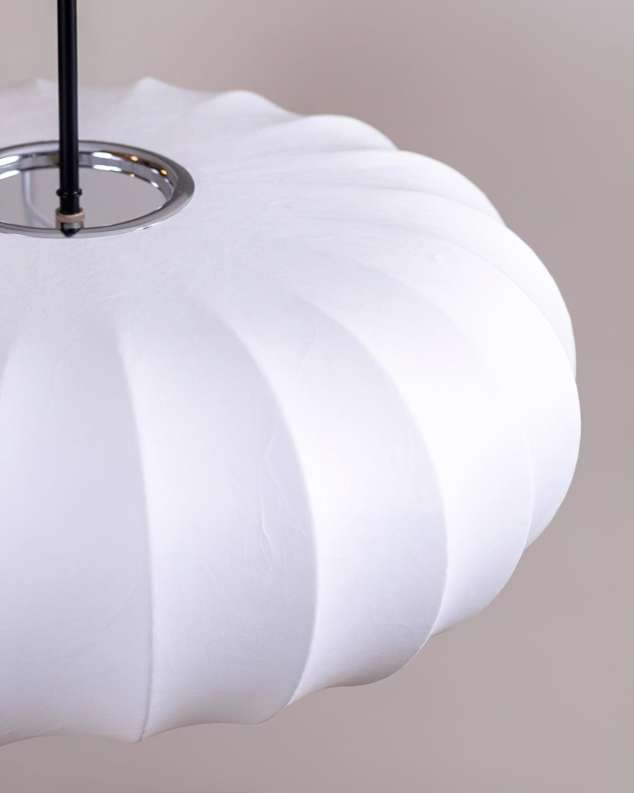 Simple Wabi-sabi White Lantern Fabric Pendant Lamp KL731