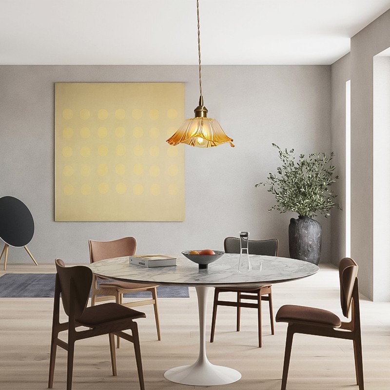 Retro Lotus Creative Glass Pendant Lamp