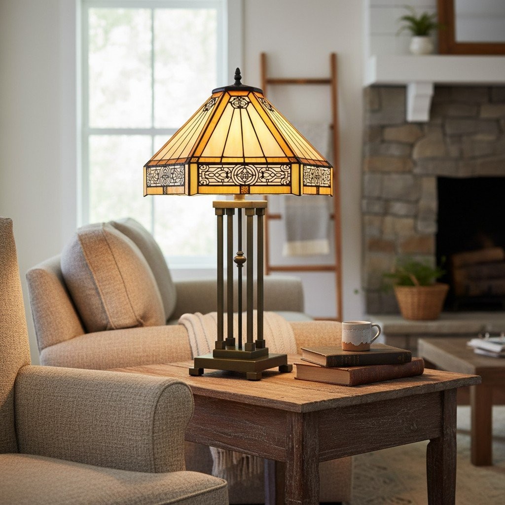 Velora Artisan Dragonfly Stained Glass Table Lamp - Vintage Tiffany Style Accent Light for Living Room KL1850