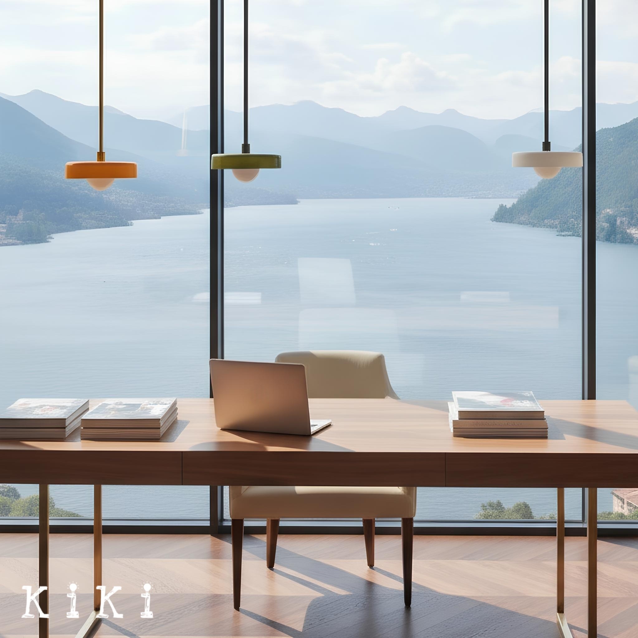 Metal Rod Glass Disc Orb Pendant Light KL923