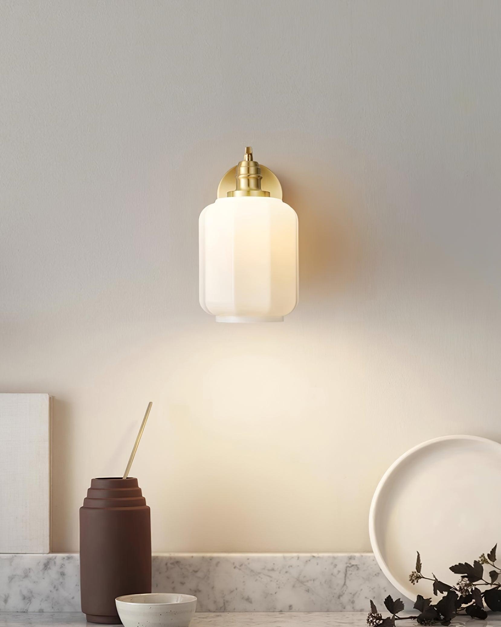 Retro Brass and Glass Wall Lamp KL418