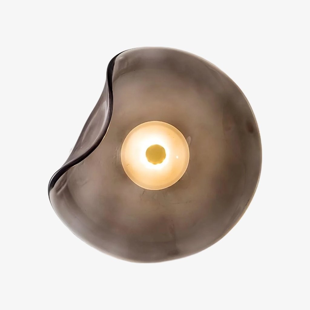 Lunacrest Elegant Curved Glass Wall Sconce - Contemporary Disc Sconce for Bathroom and entry KL2145