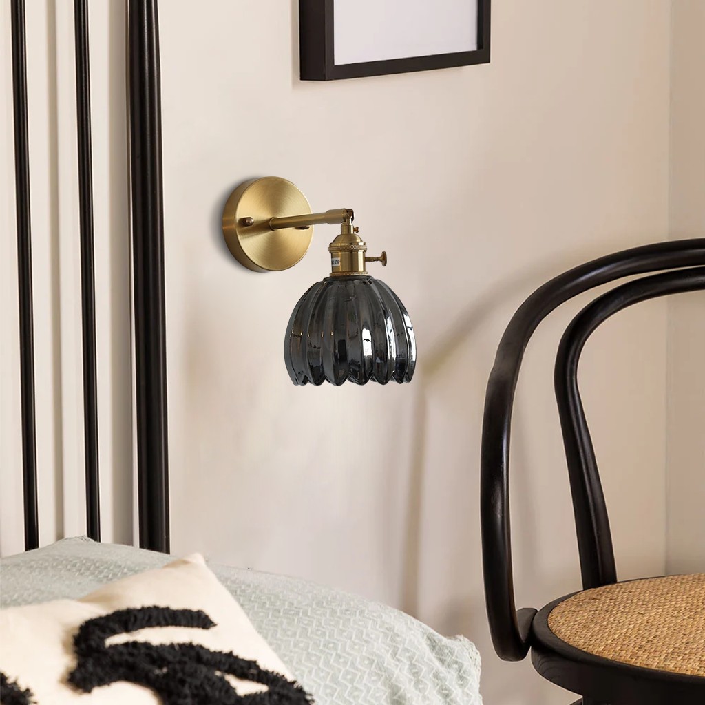 Antique Brass Tulip Glass Wall Light KL93
