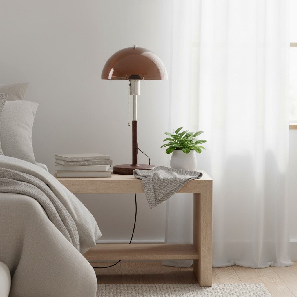 Afterglow Round Dome Table Lamp -  Acrylic and Wood Lighting for Modern Retro Bedroom KL2143