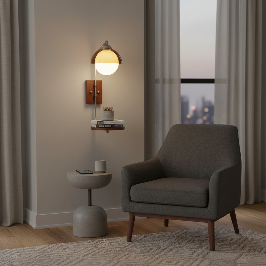 Afterglow Contemporary Wall Lamp with Wood Texture Base - Ambient Lighting for Hallway and Entryway KL2149