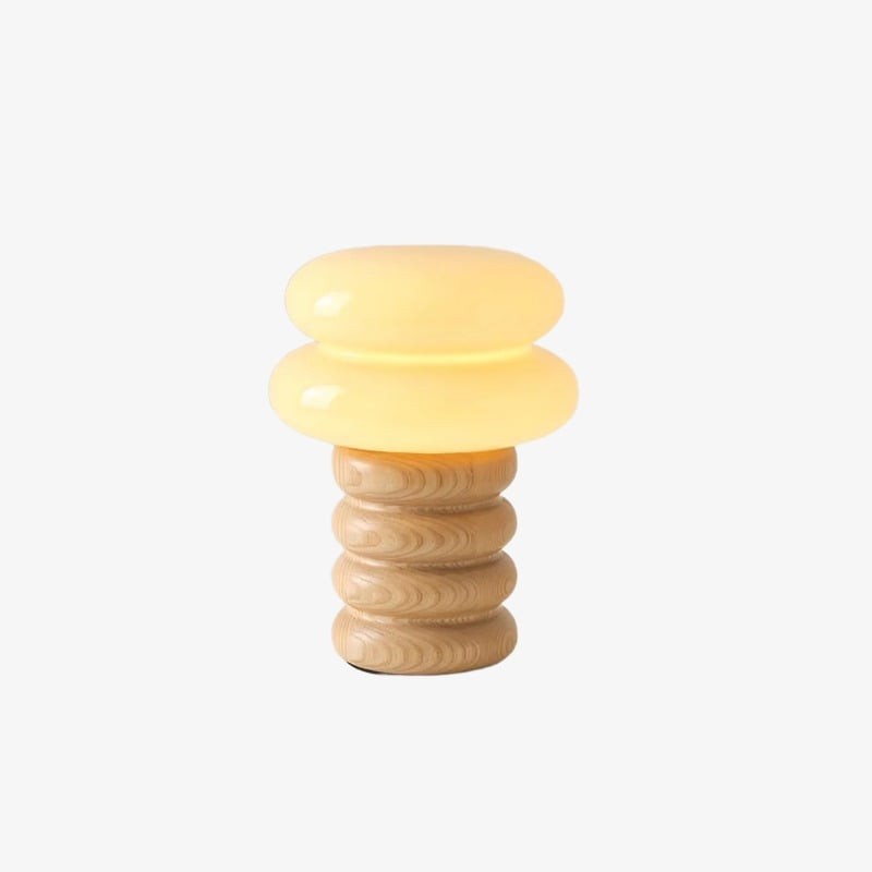 Auralume Refined Wood and Glass Table Lamp - Decorative Light for Bedroom and Office KL2115