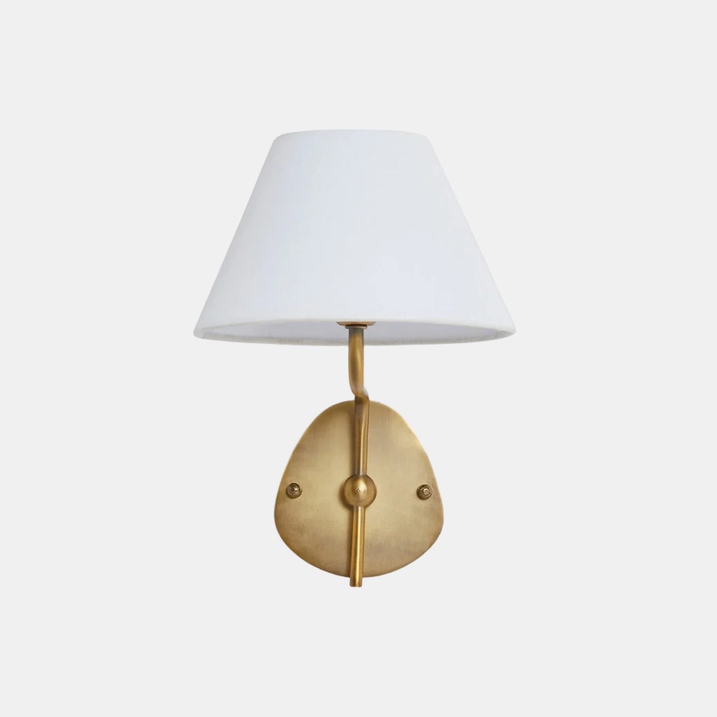 Kulo Classic Brass Wall Lamp – Modern Fabric Shade Wall Sconce for Bedroom or Hallway KL1533