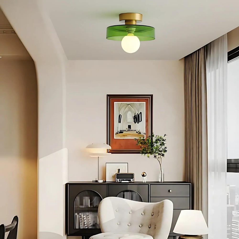 Stained Glass Flush Disc Orb Ceiling Light KL917