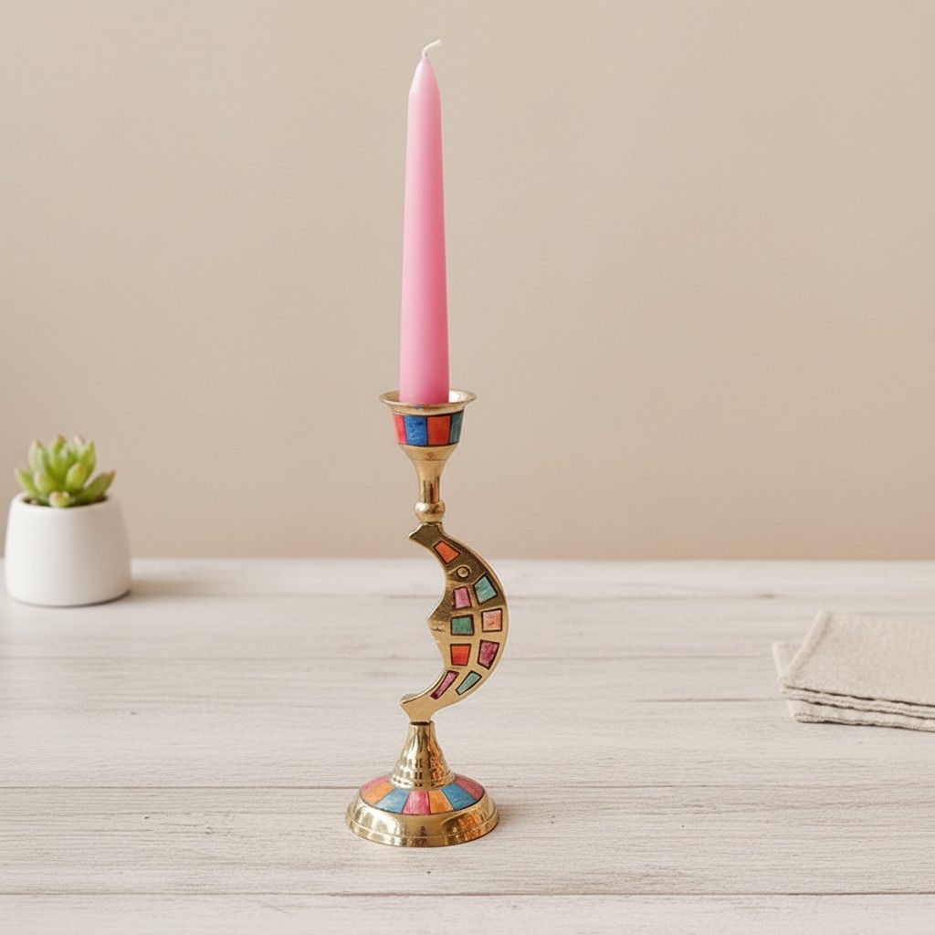 Ossik Decorative Candle Holder - Retro Nordic Brass Holder for Bedroom and Table KL2348