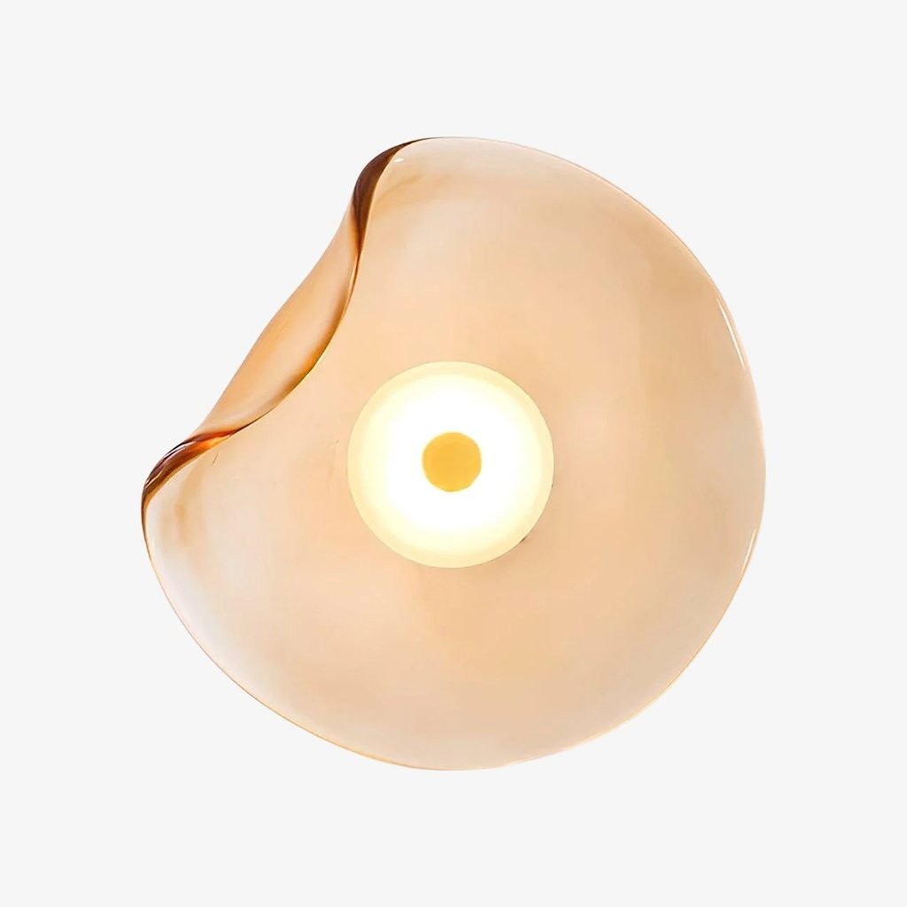 Lunacrest Elegant Curved Glass Wall Sconce - Contemporary Disc Sconce for Bathroom and entry KL2145