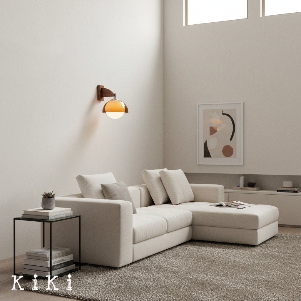 Afterglow Contemporary Wall Lamp with Wood Texture Base - Ambient Lighting for Hallway and Entryway KL2149