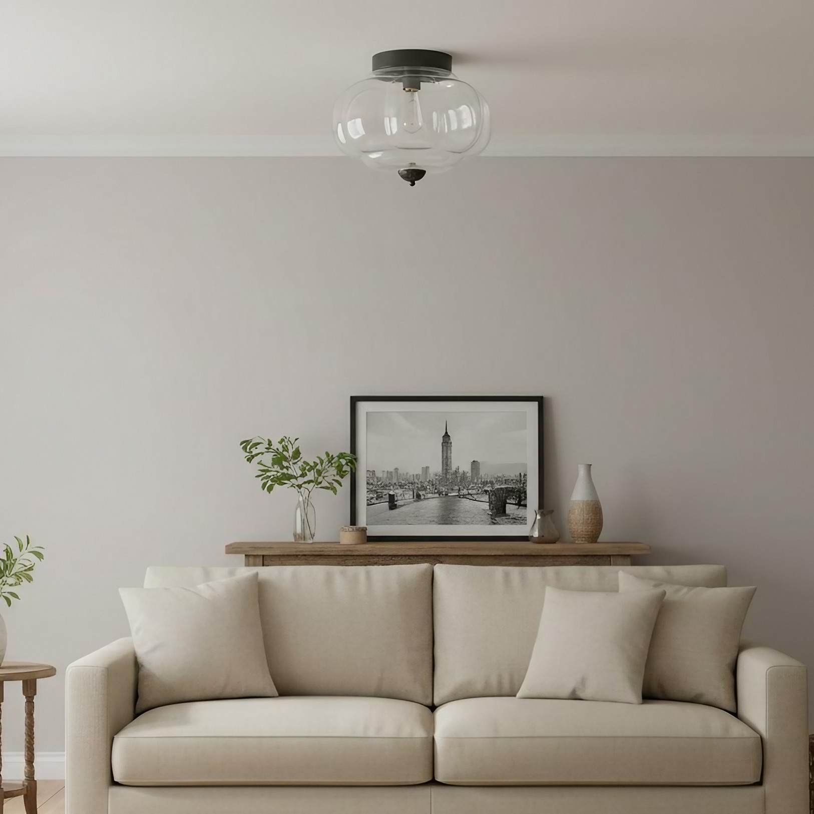 Eloise Retro Milk Glass Semi Flush Mount Ceiling Light KL859