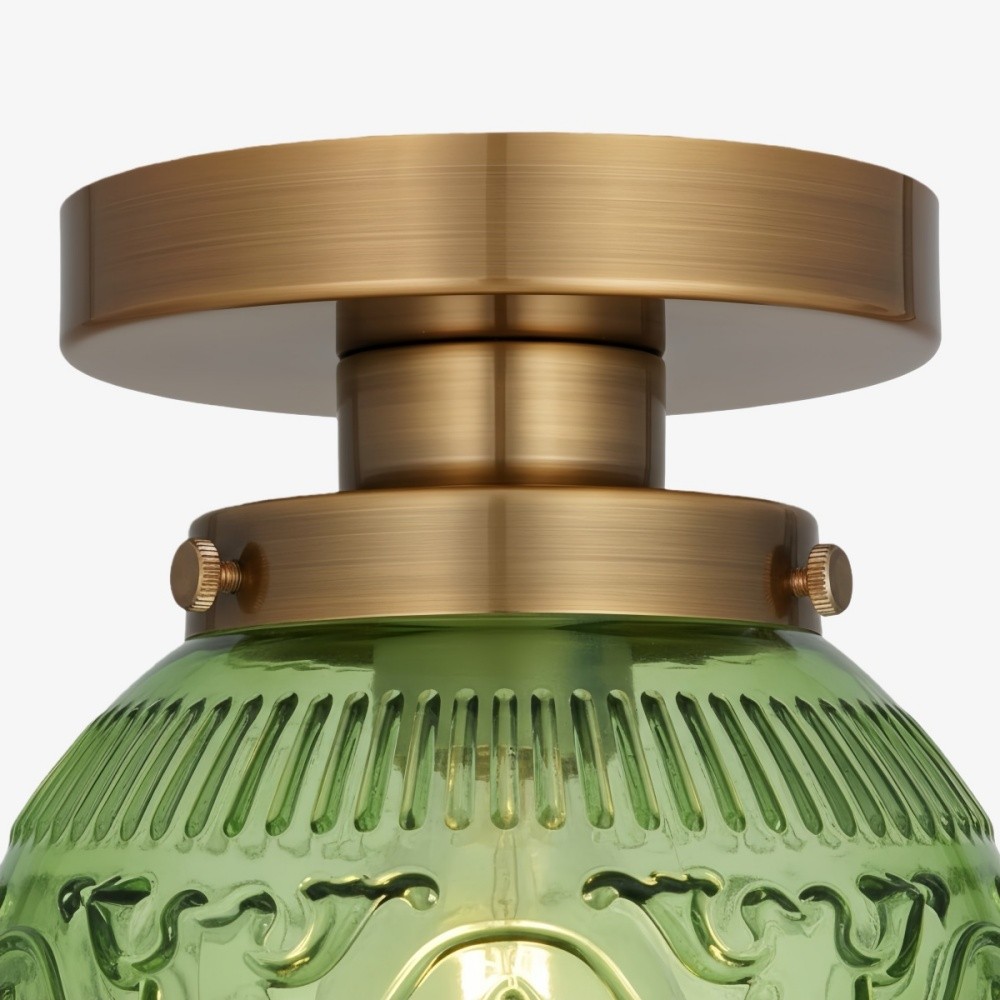 Naveliro Engraved Globe Glass Ceiling Light - Embossed Glass Flush Mount for Living Space KL2214