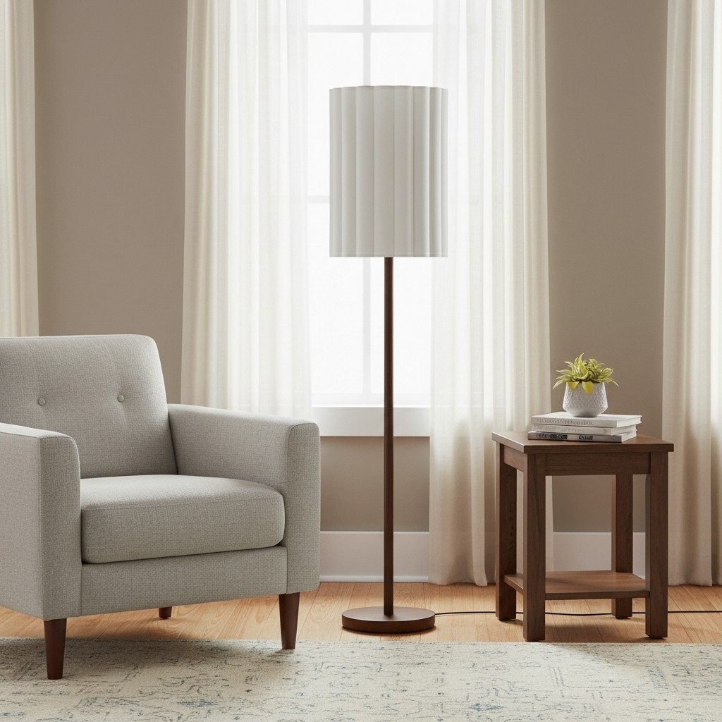 Linbron Fluted Fabric Shade Floor Light - Minimalist Fabric Floor Light for Interior Decor KL1667