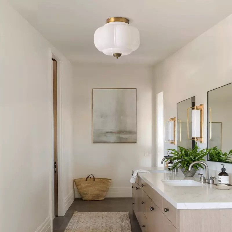 Eloise Retro Milk Glass Semi Flush Mount Ceiling Light KL859