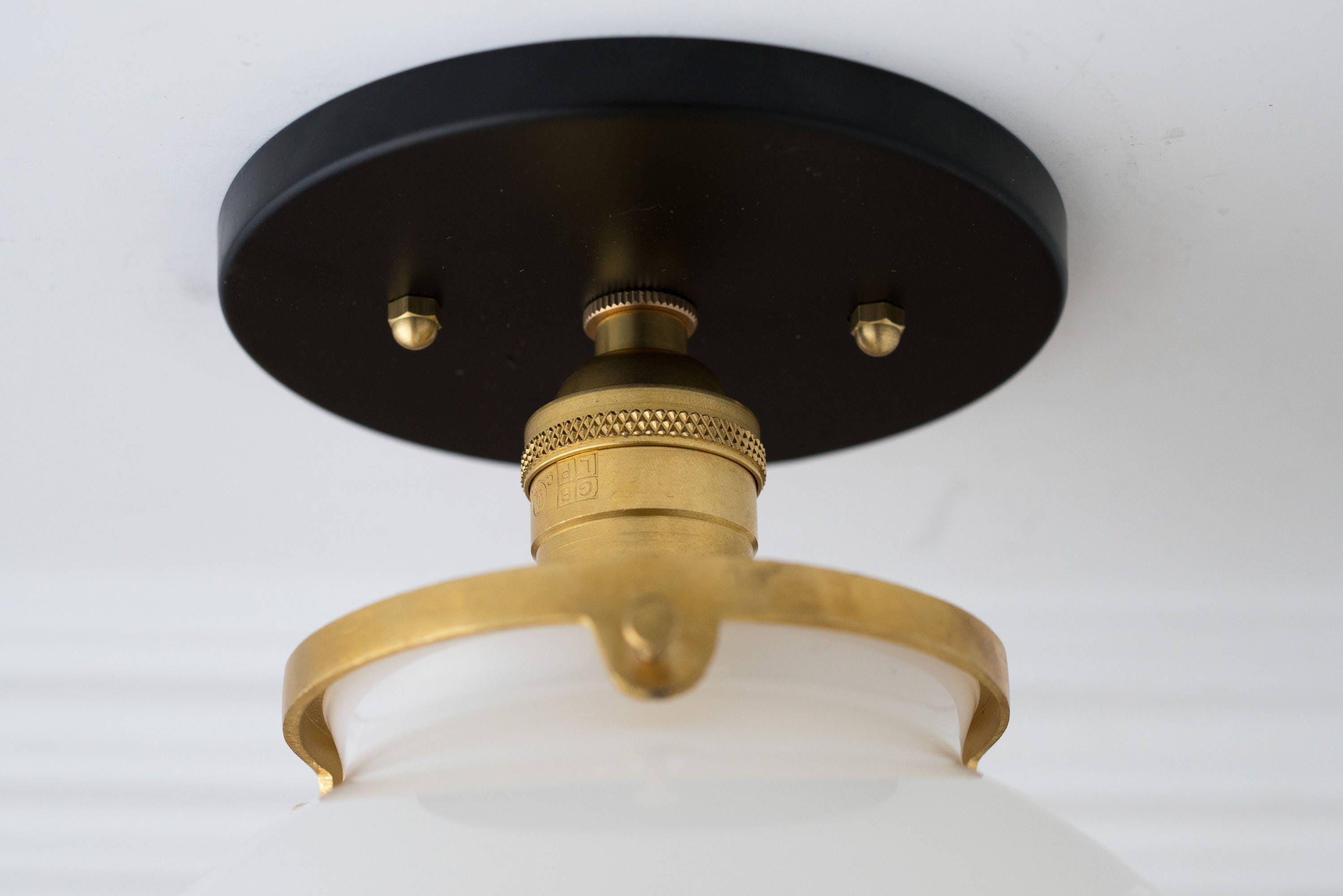 Glorica Glass Mid Century Semi Flush Ceiling Light - White Opal Glass Globe Fixture KL1532