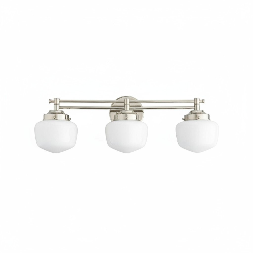 Opalume Glass Art Deco Vanity Light - Bathroom Wall Sconce with White Glass Shades KL1403