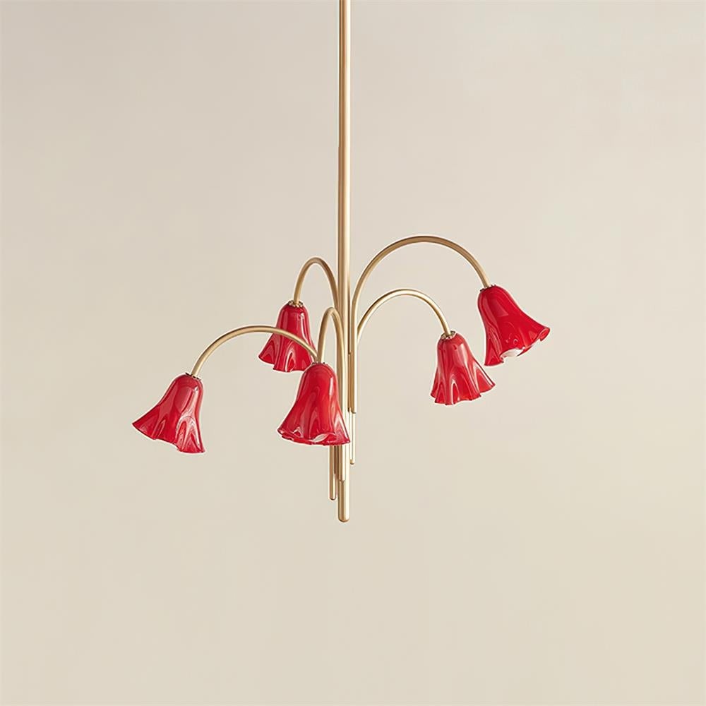 Bellina Modern Romantic Chandelier - Botanical Lily Design with Glass Flowers KL1449