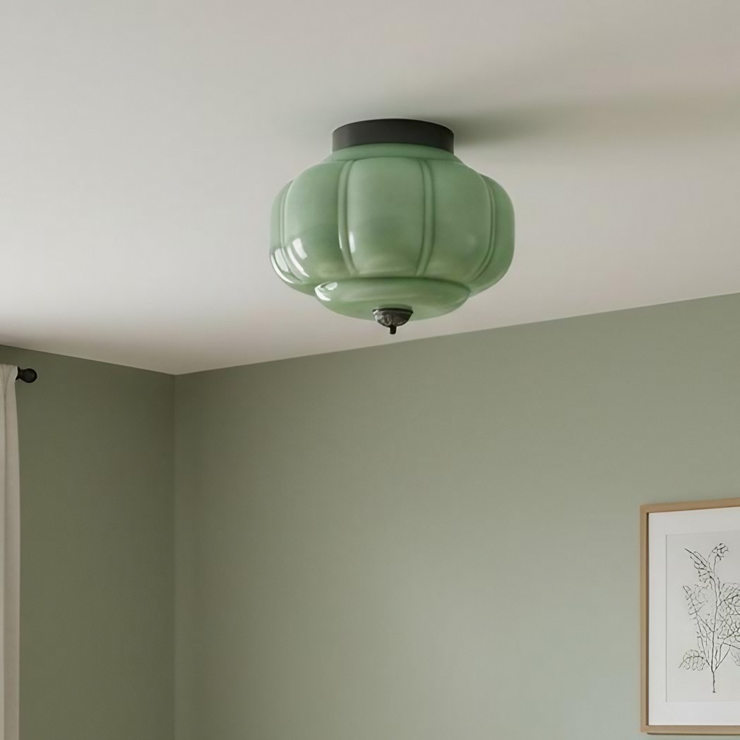 Eloise Retro Milk Glass Semi Flush Mount Ceiling Light KL859
