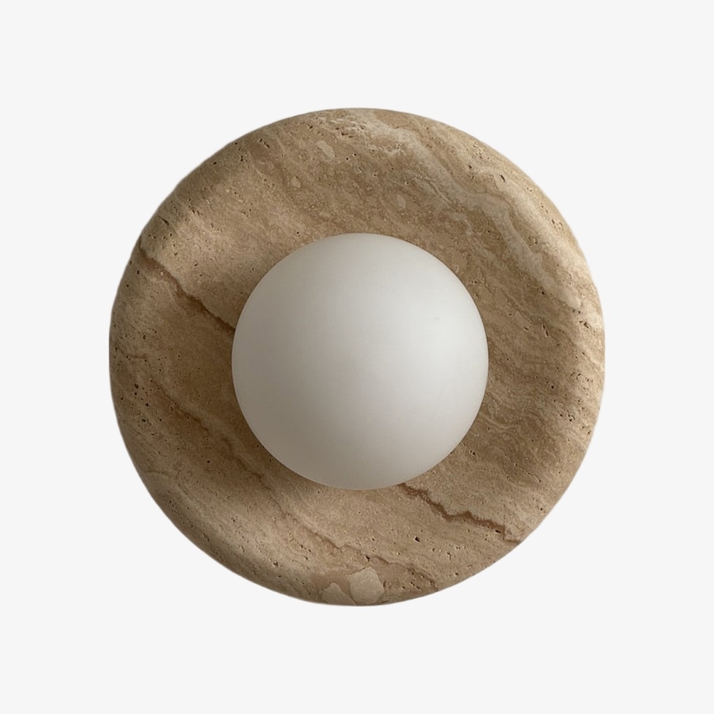 Oria Travertine Stone Wall Sconce - Minimalist Sculptural Wall Lamp for Living Room Bedroom KL2360