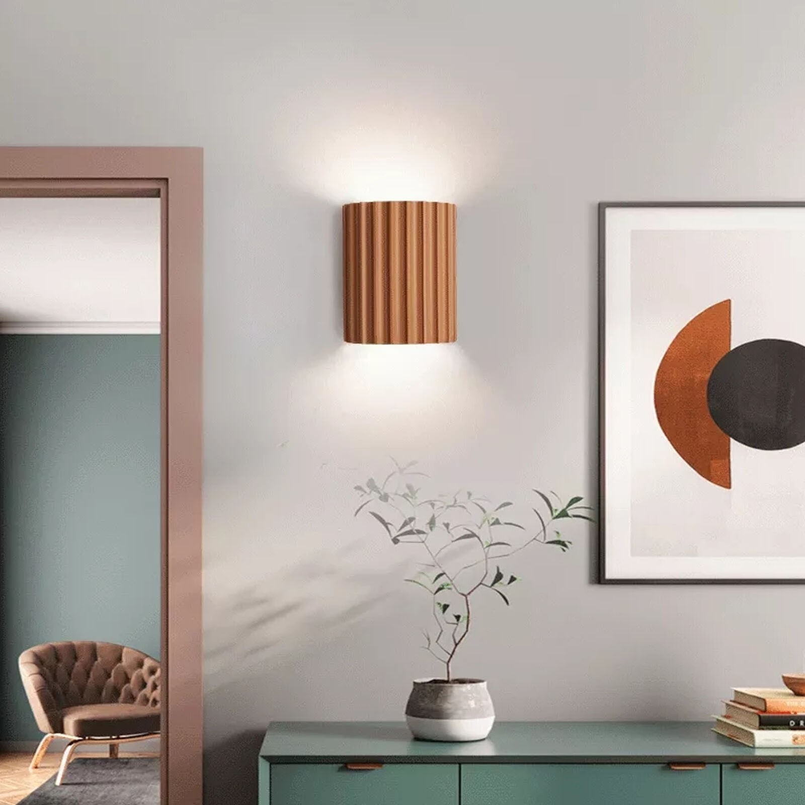 Textured Resin Wall Lamp - Contemporary Style Light for Bedroom or Hallway KL60