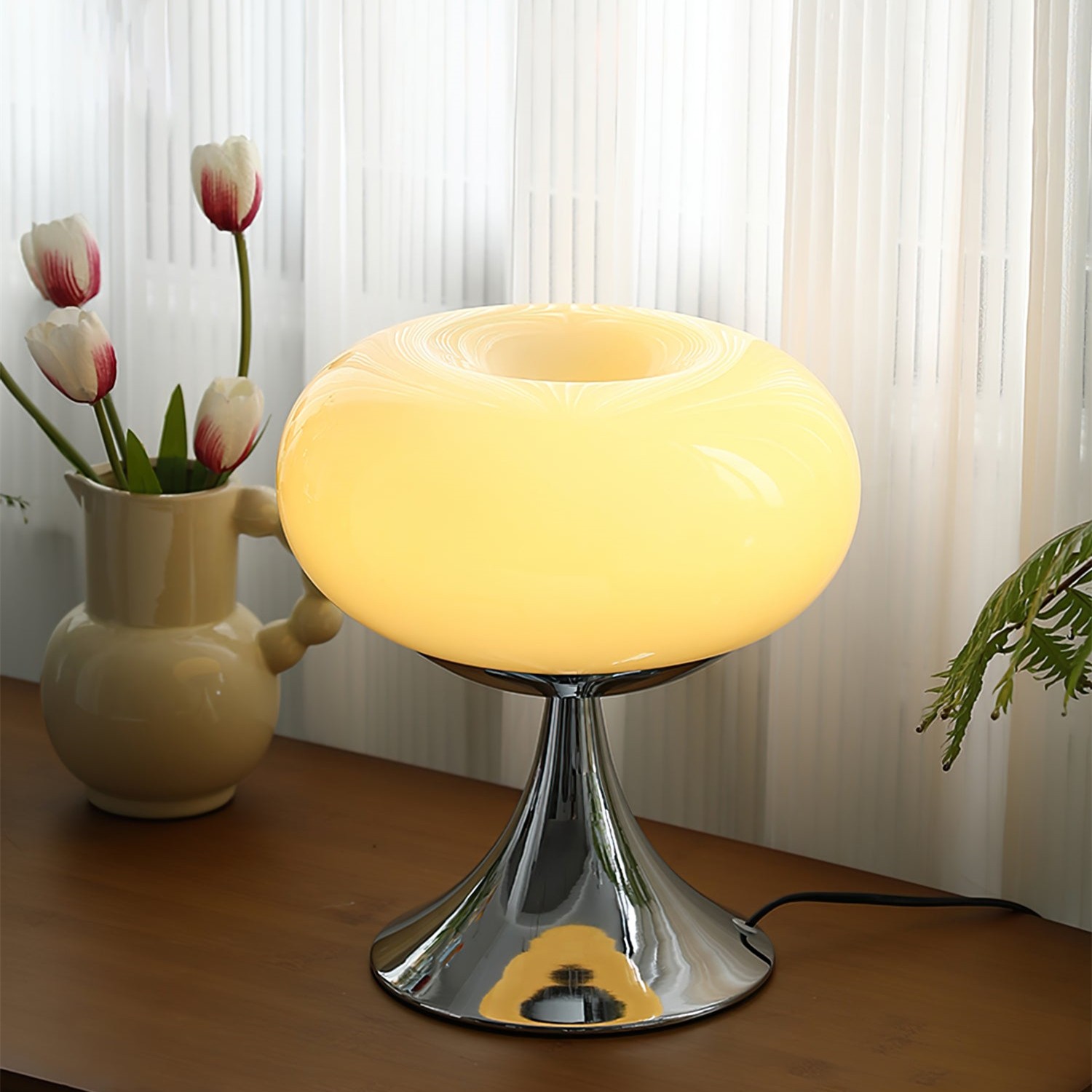 Lollora Apple Metal Glass Table Lamp - Soft Mood Lighting for Nightstand and Study KL128