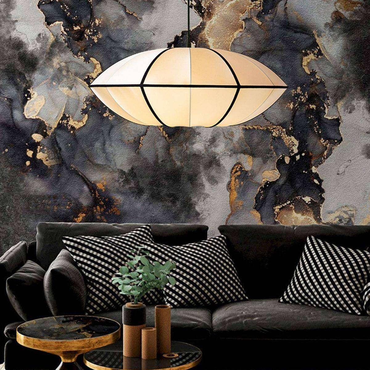 Nordic Bubble Pendant Light – Textured Fabric Shade Hanging Lamp KL114