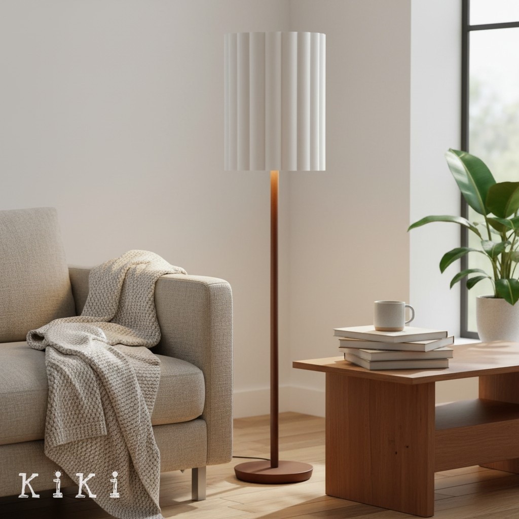 Linbron Fluted Fabric Shade Floor Light - Minimalist Fabric Floor Light for Interior Decor KL1667