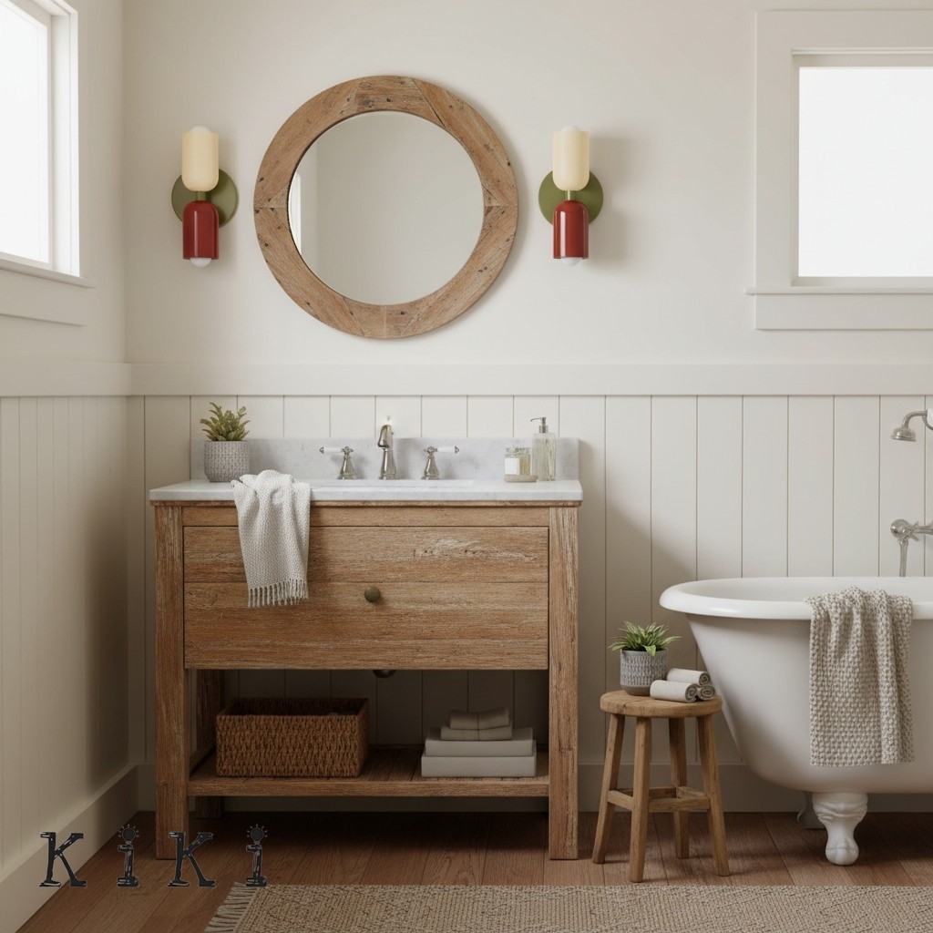 Pair of wall sconces around a bathroom mirror