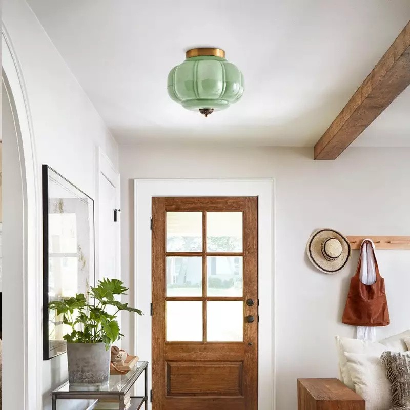 Eloise Retro Milk Glass Semi Flush Mount Ceiling Light KL859