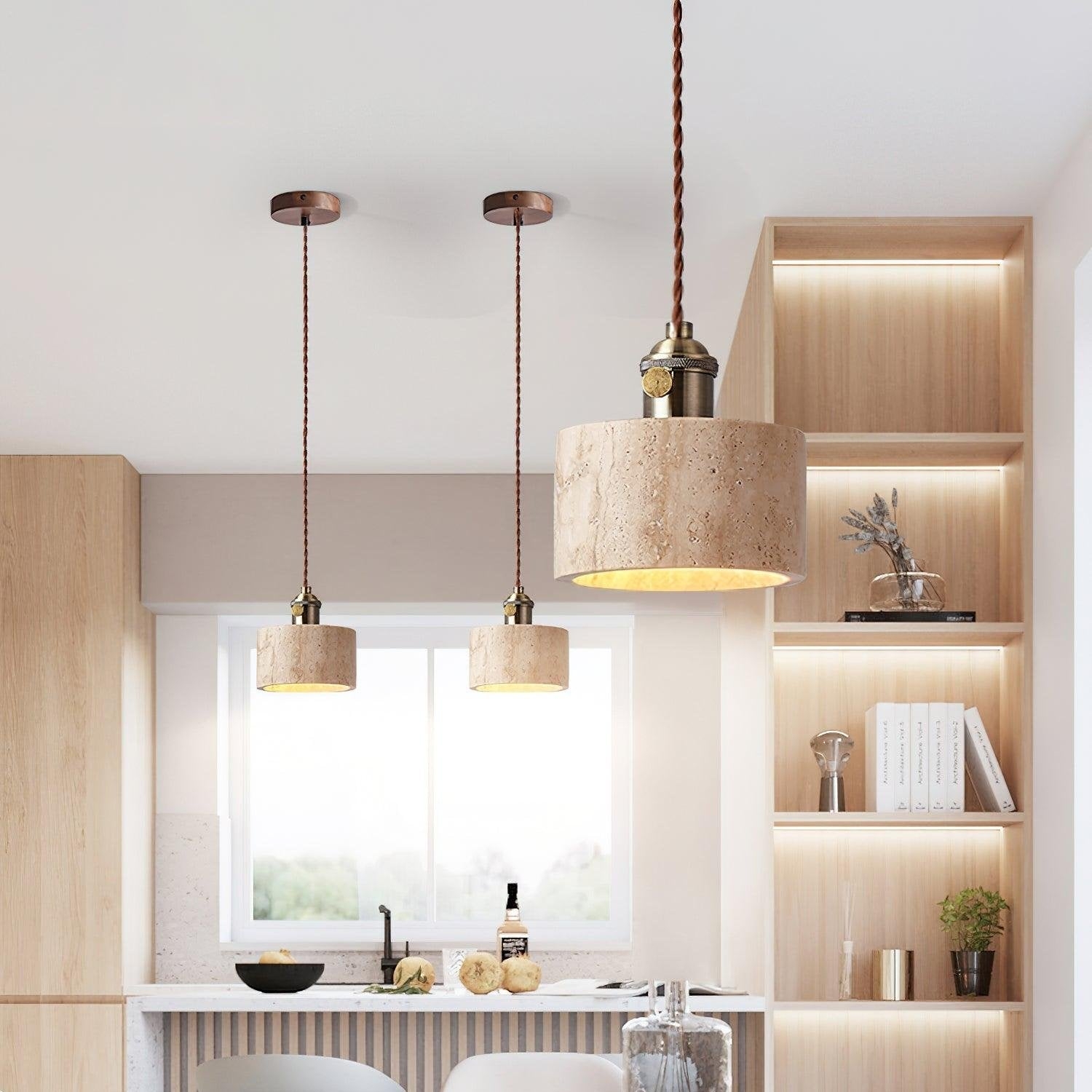 Alagusmo Minimalist Travertine Pendant Light D892