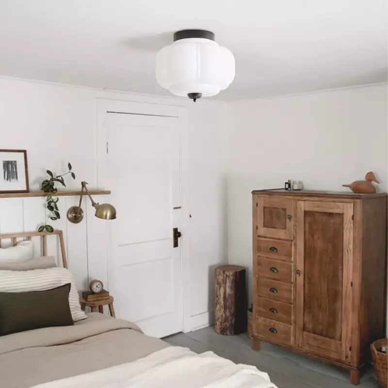 Eloise Retro Milk Glass Semi Flush Mount Ceiling Light KL859