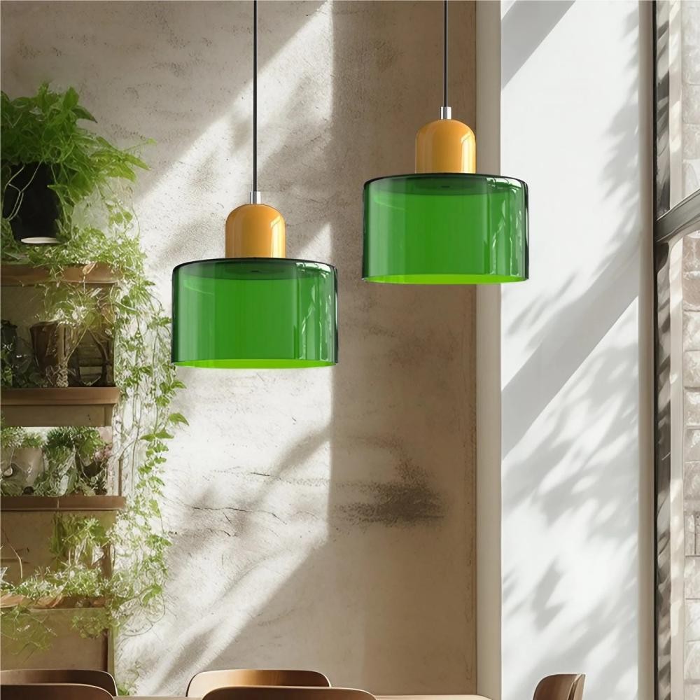 Morandi Cylinder Stained Glass Pendant Light KL17