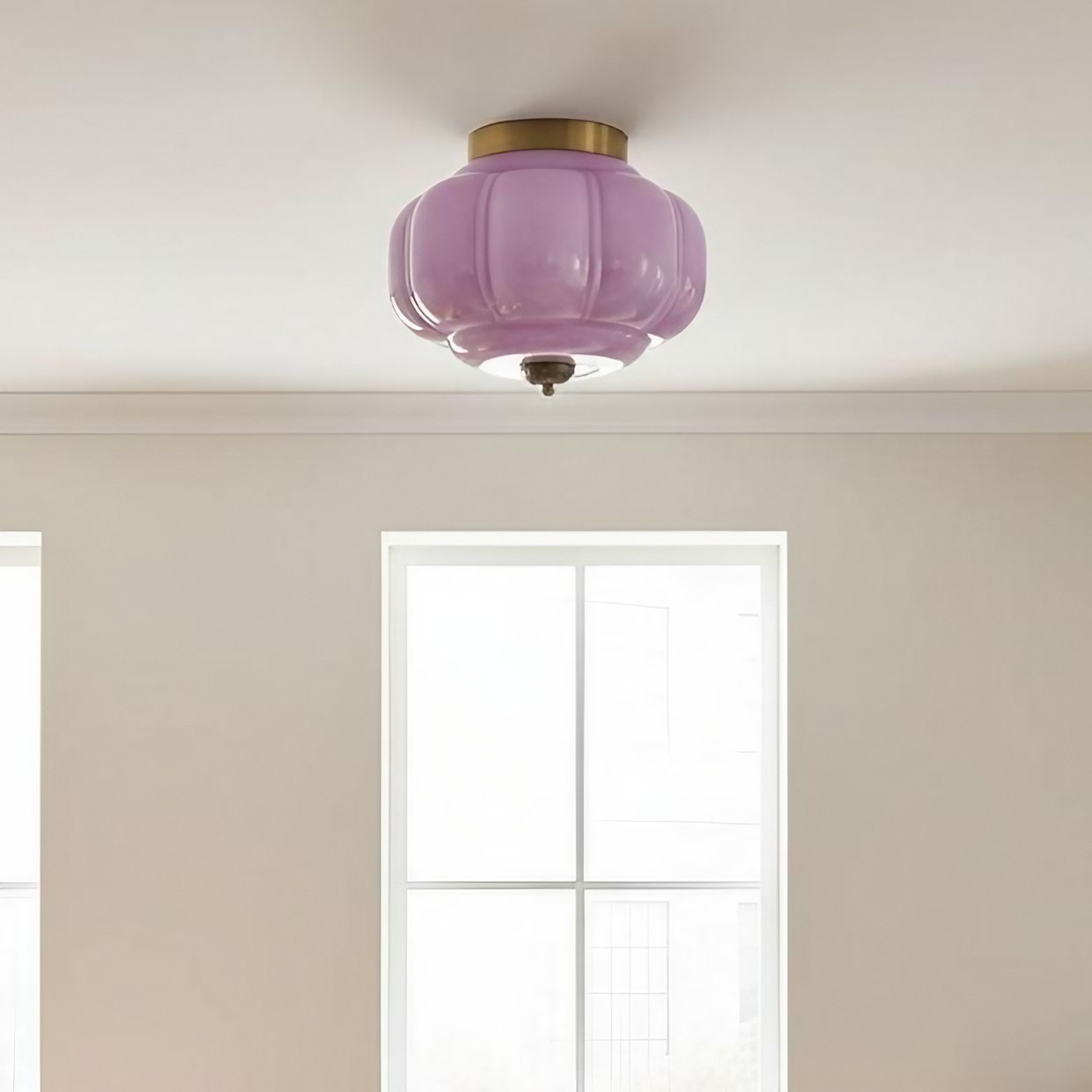 Eloise Retro Milk Glass Semi Flush Mount Ceiling Light KL859
