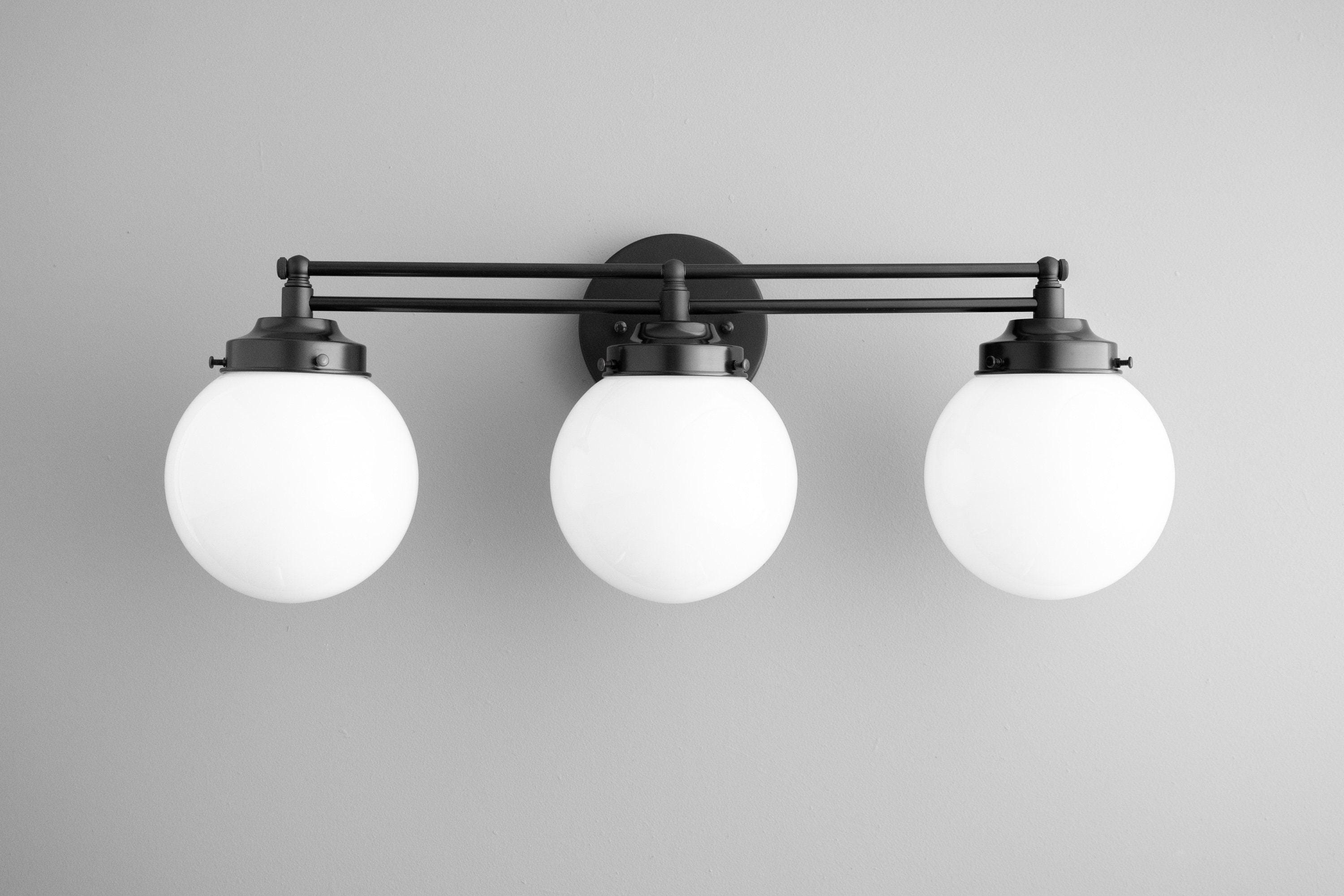 Glorica Glass Contemporary Vanity Light - 3 Light Globe Bathroom Fixture Opal Glass KL1494