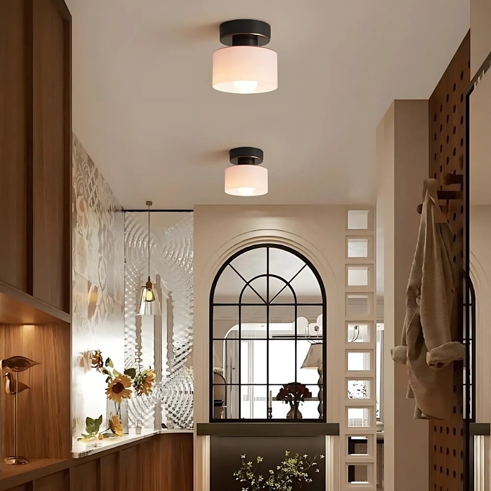 Moriglaze Glass Cylinder Ceiling Light - Sleek Sculptural Ceiling Lamp for Bedroom KL883