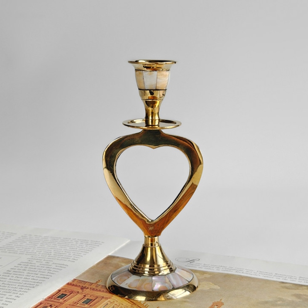 Ossik Decorative Candle Holder - Retro Nordic Brass Holder for Bedroom and Table KL2348
