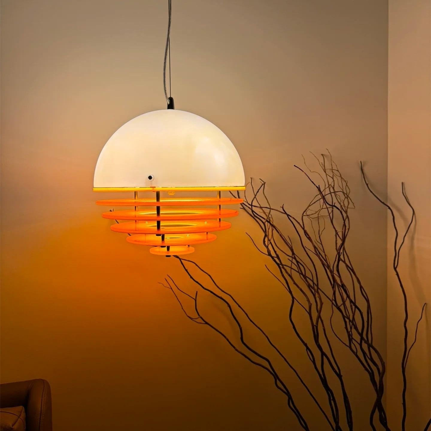 Sunset Pendant Light - Medieval Bauhaus Orange Orb Pendant Light KL880