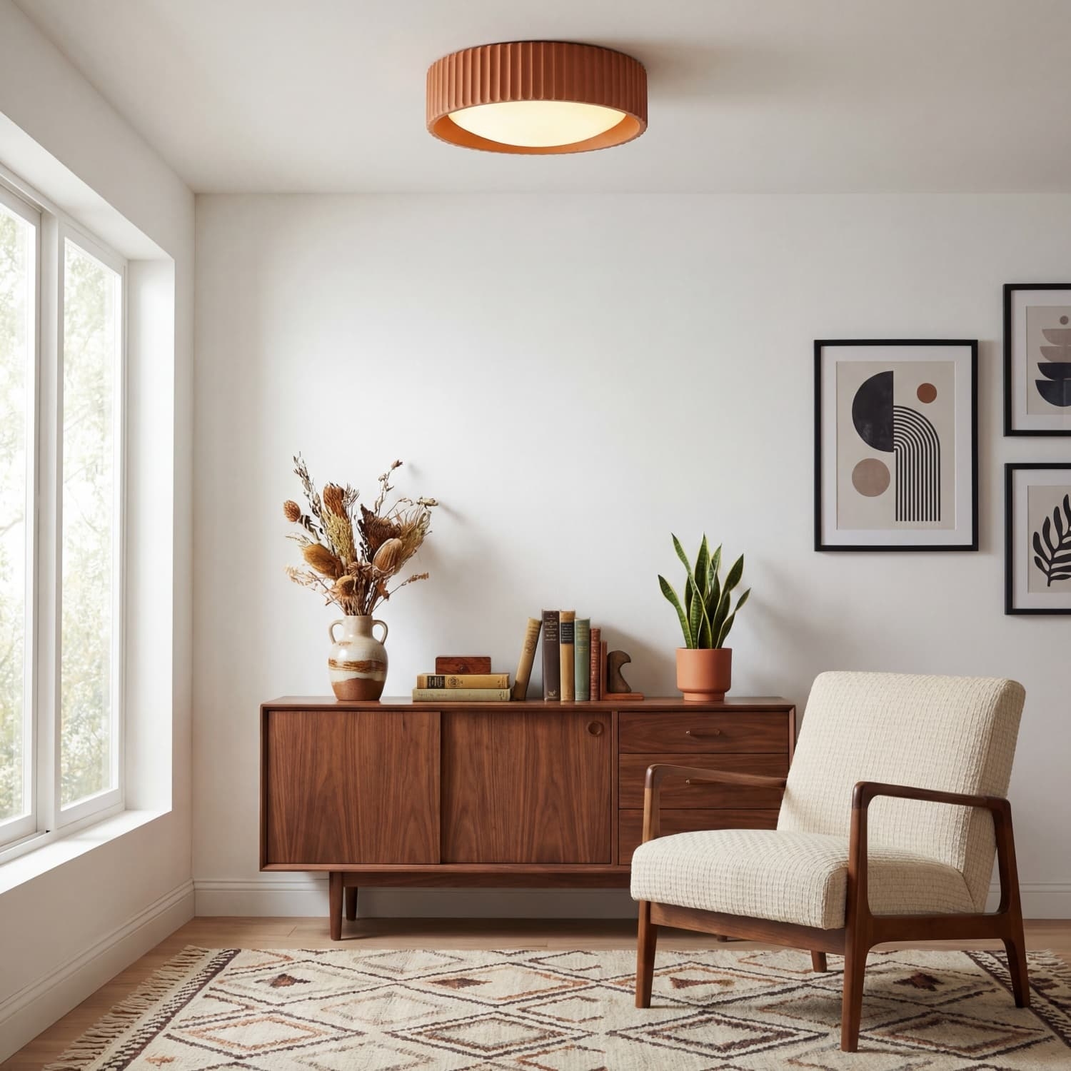 Acrion Minimalist Acrylic Ceiling Lamp - Circle Concrete Ceiling Light for Living Areas KL2333