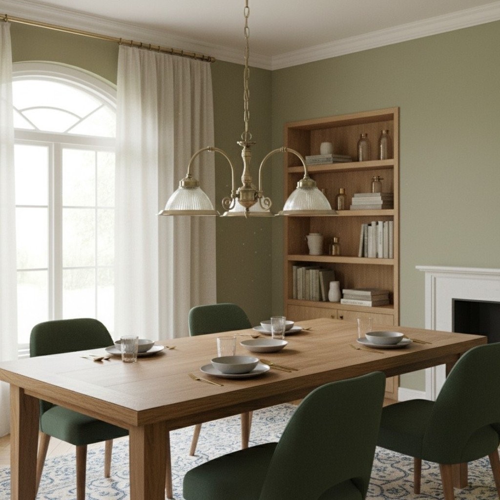 TF Vintora Ribbed Glass Pendant Light - Elegant Metal Trim for Kitchens, Dining Areas and Hallways KL1978